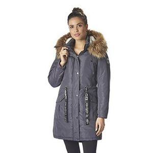 🏷NWT Charcoal Black Grey BEBE Hooded Anorak Jacket Coat